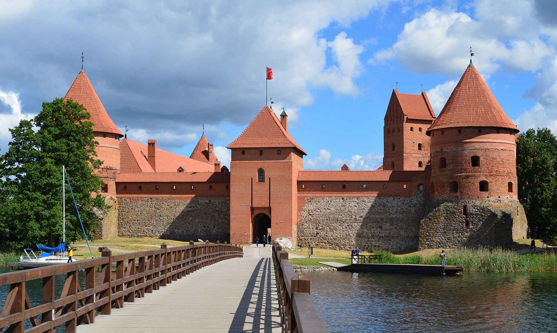 Trakai Island Castle, a red brick castle on an island in a lake